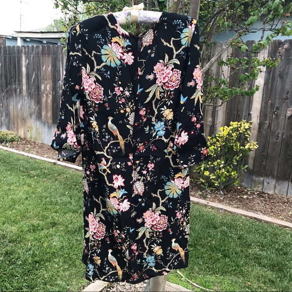 GP & J Baker x H&M Black Floral Bird Black Dress - Picture 3 of 3